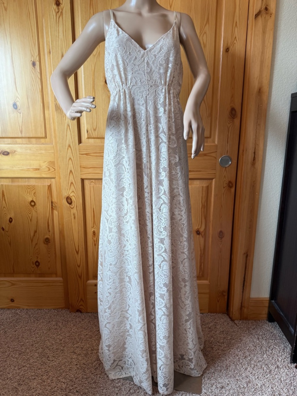 Alberto Makali Maxi Dress Size L Crochet Lace Sleeveless Romantic Resort